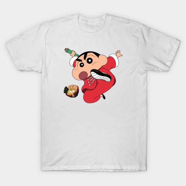 Cute Shinchan Become A Kung Fu Master T-Shirt by AnimeTee